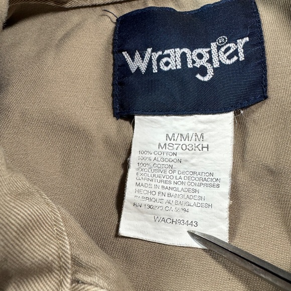 Wrangler Brushpopper Pearl Snap Western Shirt Tan Cowboy Mens Medium - Picture 3 of 8